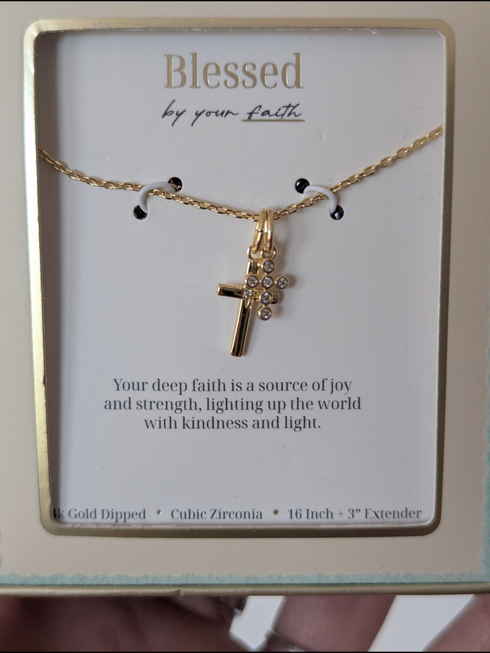 Cross Pendant Necklace with Cubic Zirconia Gold Dipped